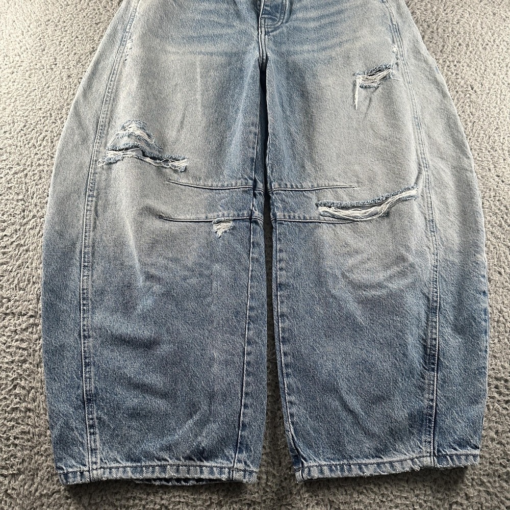 We The Free Jeans Barrel Leg Womens 28 High Rise Distressed Light Wash Denim - Picture 3 of 14